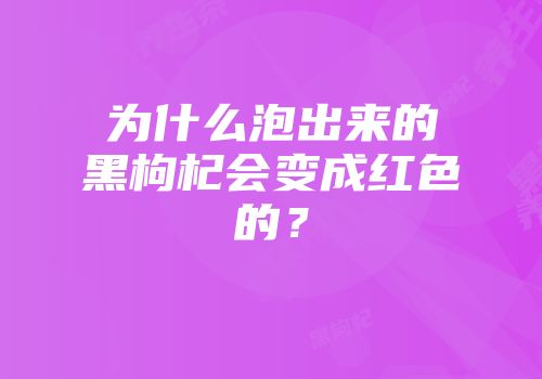 为什么泡出来的黑枸杞会变成红色的？