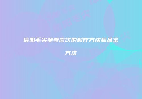 信阳毛尖至尊国饮的制作方法和品鉴方法