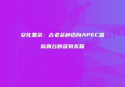 安化黑茶：古老茶种迈向APEC国际舞台的蓬勃发展