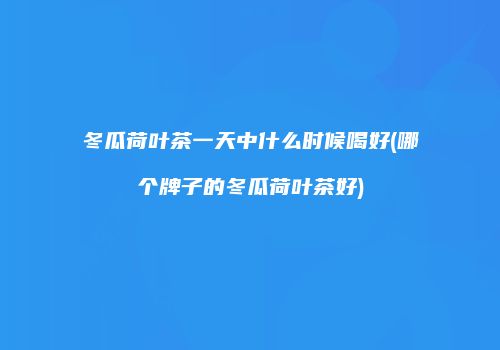 冬瓜荷叶茶一天中什么时候喝好(哪个牌子的冬瓜荷叶茶好)