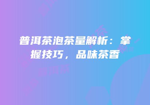 普洱茶泡茶量解析：掌握技巧，品味茶香