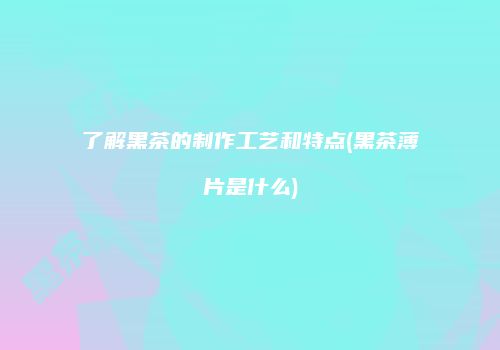 了解黑茶的制作工艺和特点(黑茶薄片是什么)